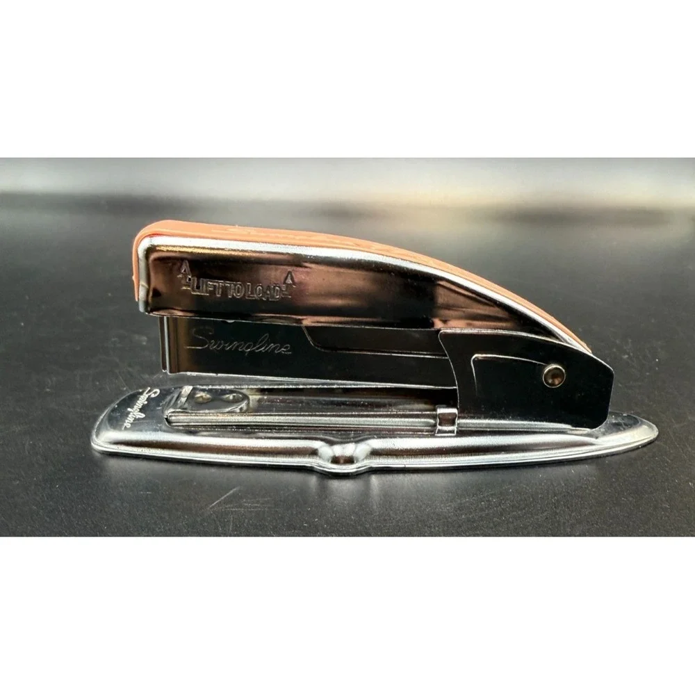 Swingline 77B Vintage stapler. Chrome/Apricot ?.  Works smooth.